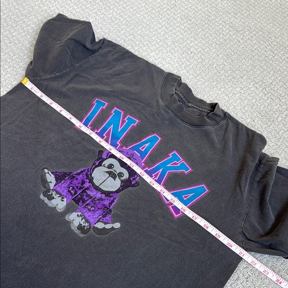 Inaka Power Teddy Bear Grey Purple Oversized Gym Pump Cover Short Sleeve Tee - Picture 5 of 6